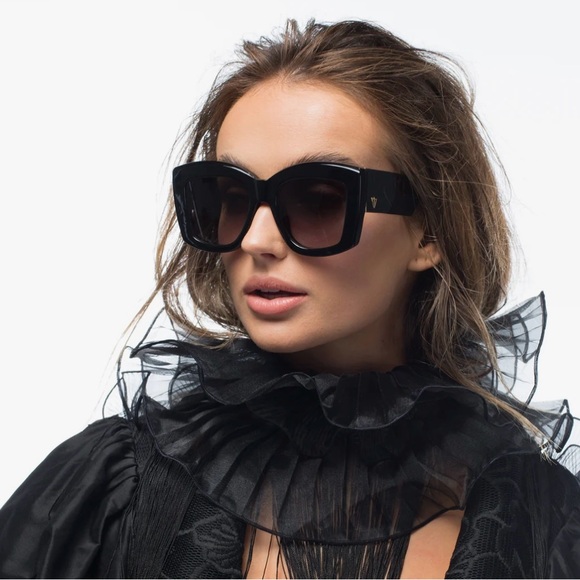 VALLEY- Coltrane Large Black Square Sunglasses - Picture 5 of 5